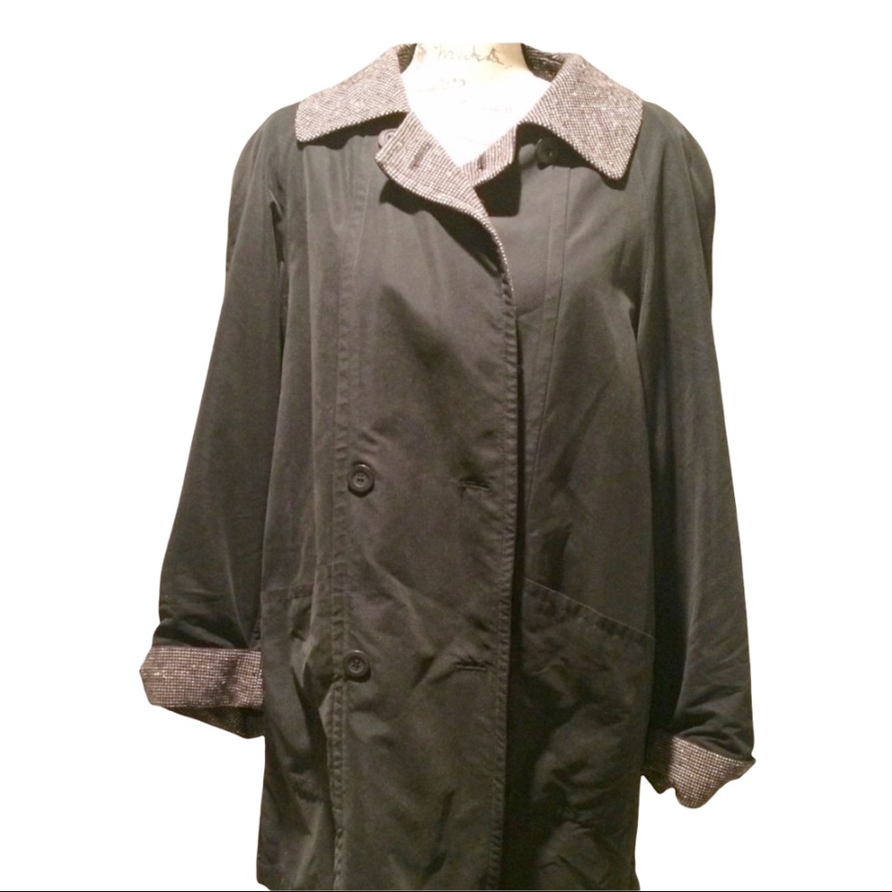 Henry White Gray Wool lined Raincoat size Small